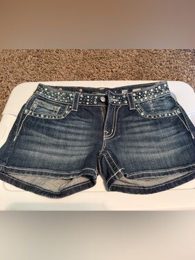 Miss Me Studded Dark Wash Denim Women's Shorts